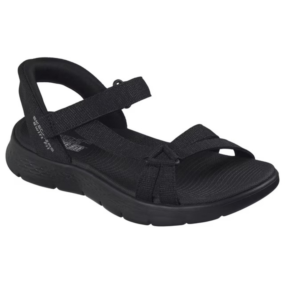 Skechers Womens Swift Fit Sandal Size 7 Black Go Walk Flex Strappy Casual